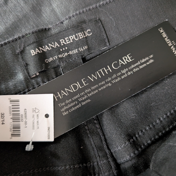 Banana Republic  Womens Curvy Hi Rise Slim Leather Look Black Jeans - Picture 4 of 7